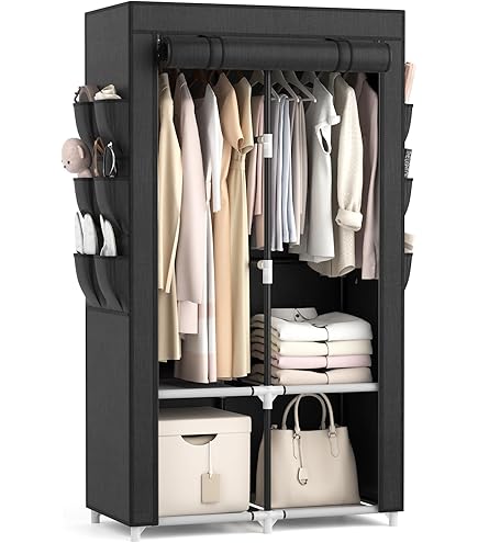 Portable Closet Wardrobe Heavy Duty With Drawers Steel Frame 25MM