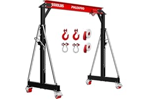 PHLEX PRO 2 Ton Gantry Crane - MAX5500Lbs, 9.06FT Maximum Capacity Width 8.53-12.47ft Adjustable Height, Lifting Gantry for Factories, Warehouses, Garage, Red