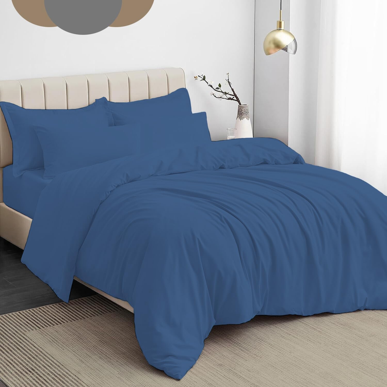 Dazzle Collection® Plain Dyed DUVET COVER SET with Matching Pillowcases Luxury 100% PolyCotton Bedroom Bedding Bed Set Easy Care UK Sizes Bedding Set (King, Blue)