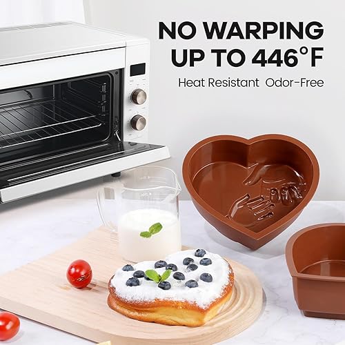 Fimary Silicone Heart Shaped Cake Pans Set of Nonstick Heart