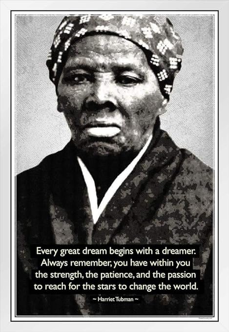 Amazon Com Harriet Tubman Change The World Quote Motivational White Wood Framed Poster 14x Posters Prints