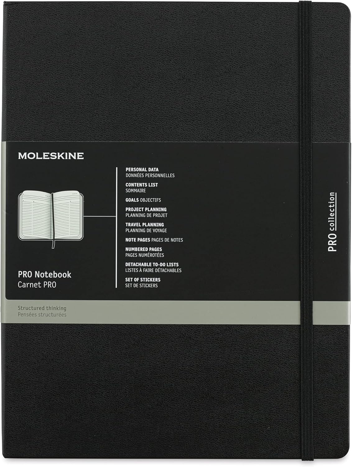Moleskine Pro Notebook, Professional Office Notebook, Hard Cover, Black Colour, X-Large 13 x 21 cm