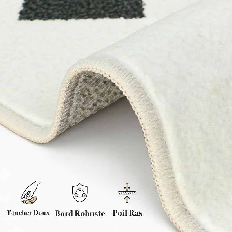 Tapis Moderne Lavable antidérapant 160x230cm Blanc