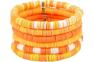 Ornaland Heishi Surfer Bracelets Set Polymer Clay Heishi Beads Stretch Bracelets Bohemia Summer Beach Jewelry for Women