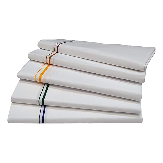 Cotton Cool Pure Cotton Lungi & Single Dhoti 2,Mts Colour Border (Pack of 5 Piece)