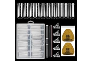 LIONVISON Poly Gel Nail Forms: 120Pcs Coffin Shape Nail Forms for Builder Gel Reusable - 12 Sizes Extension Acrylic Nail Molds Sets - False Nail Tips for Manicure Nail Art Design Salon DIY at Home