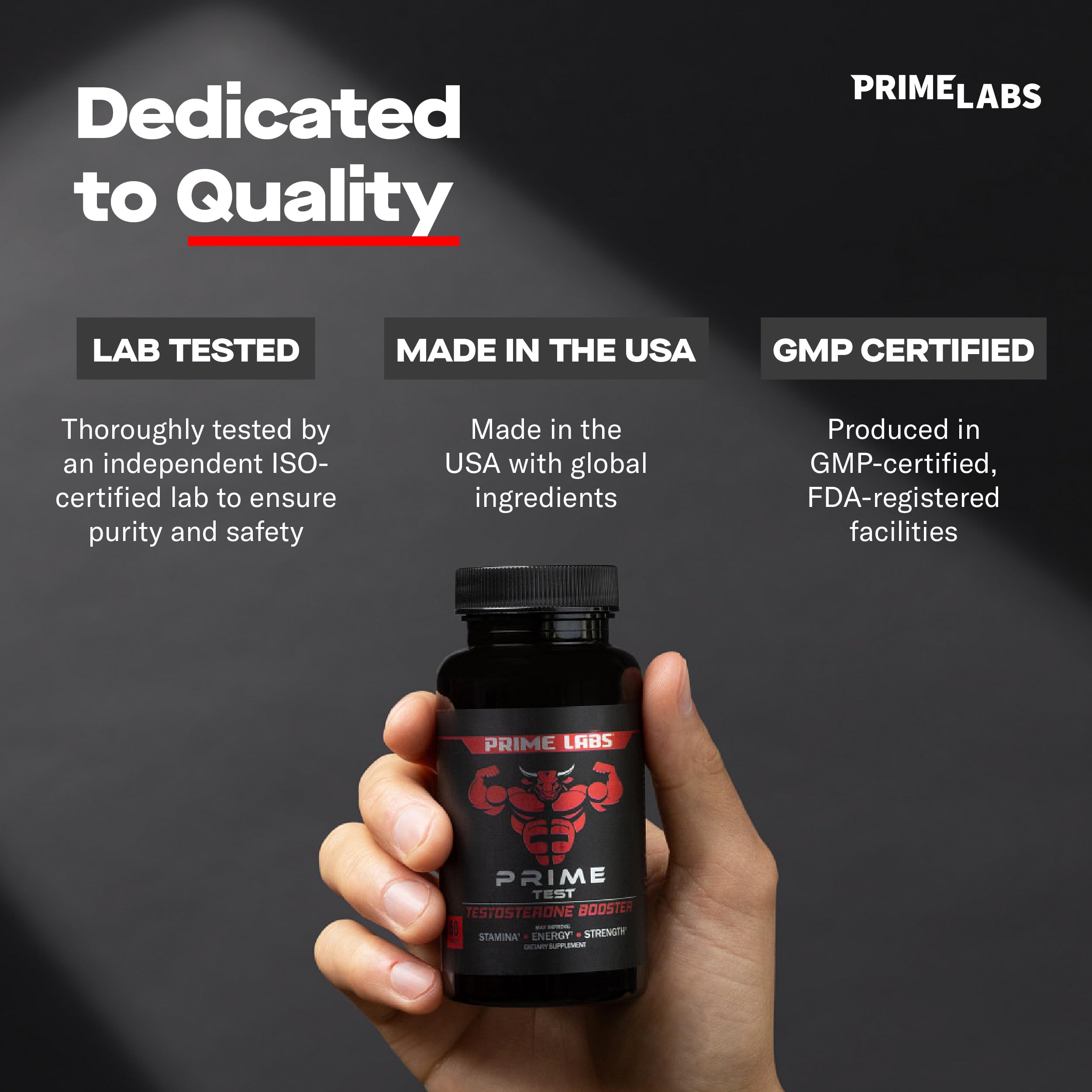 Prime Labs - Men's Testosterone Booster - Stamina, Endurance, & Strength Booster - 60 Caplets