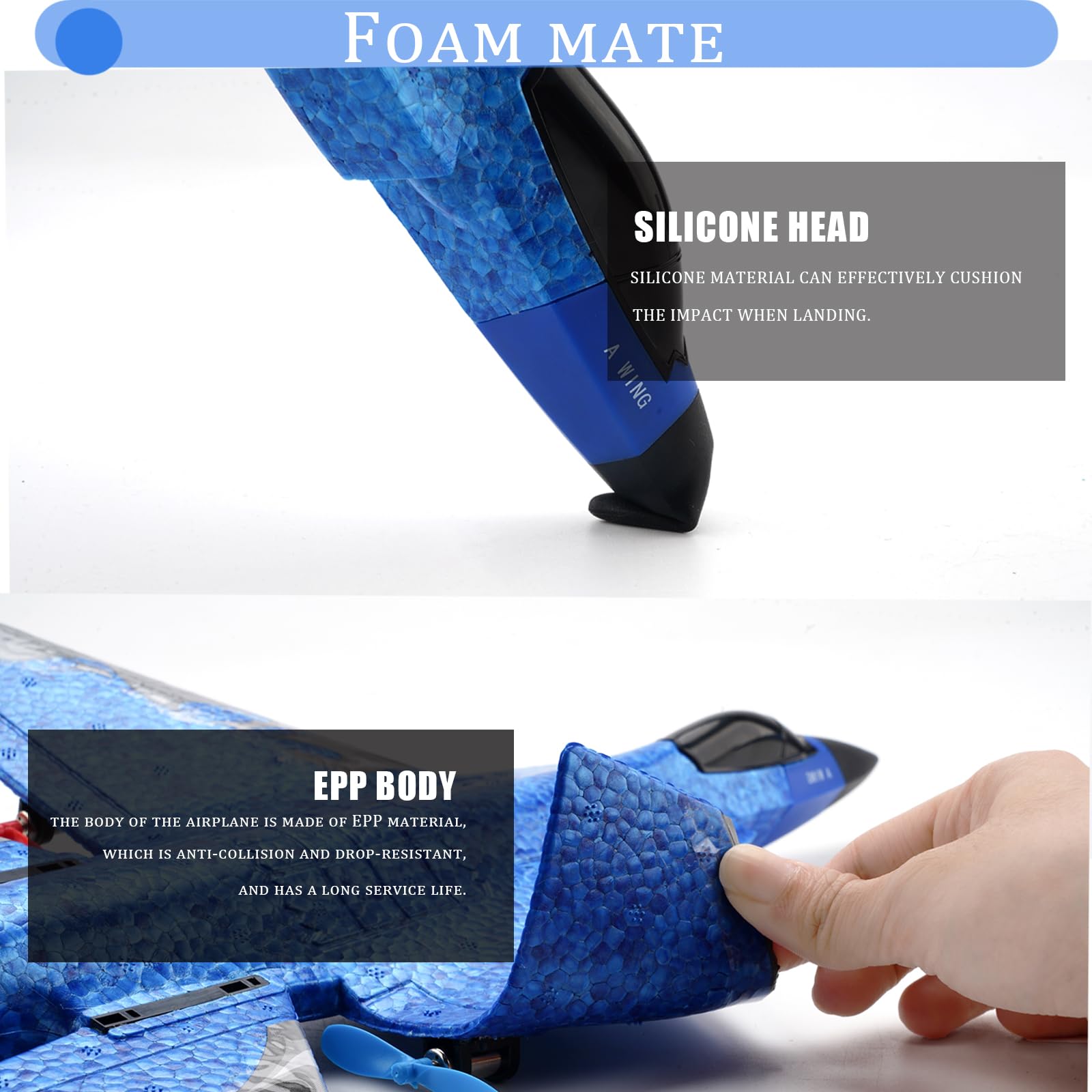 crohorizon RC Gravity Glider Airplane,Remote Control Airplane for Teen Over 14 Years of Age with 2 Batteries,2 CH Foam RC Plane Toys-Blue