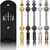 Mini Shovel Spoons Set, 5pc Metal Tiny Spoons with PU Pouch | Multi-Color Small Spoon Necklace Charms Decorative Pendant, Little Measuring Spoon, Rhinestones Jewelry Keychain Gift