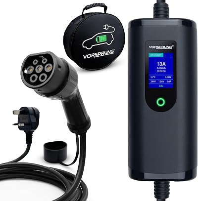 Vorsprung Portable EV Charger Type 2 8M Cable UK Plug 3 Pin 8/10/13A