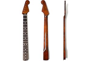YUEMIYA Premium Maple Guitar Neck for Fender Strat-Style Guitars, Canadian Maple with Rosewood Fingerboard, Adjustable Truss Rod, 22 Medium Jumbo Frets,Bone Nut