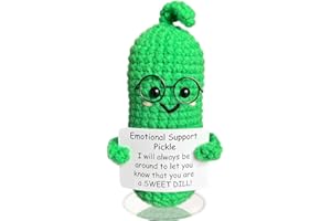 MHRYEZ Emotional Support Pickle Crochet Funny Gifts, Knitting Doll Ornaments, Funny Reduce Pressure Cucumber Toy Birthday Gifts for Friends Cute Things for Party Decoration