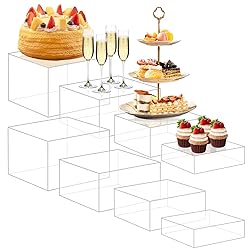 Buffet Risers Set of 8 Acrylic Cube Display Stands