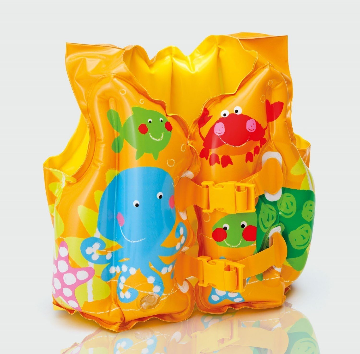 Under the Sea Kids Swimming Flotation Vest - Fish octopus star crab turtle Yellow