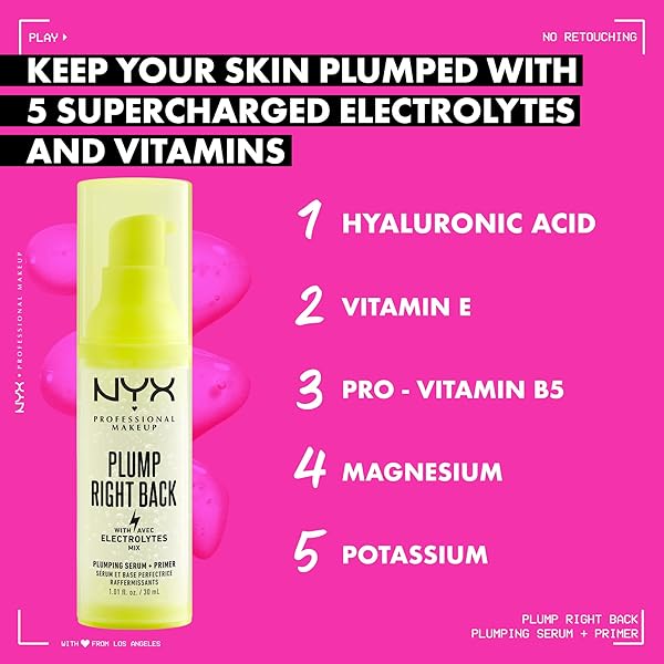 NYX PROFESSIONAL MAKEUP PLUMP RIGHT BACK PLUMPING SERUM & PRIMER, WITH HYALURONIC ACID