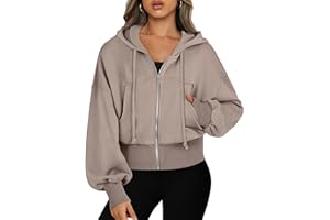 ANRABESS Womens Zip Up Hoodies Cropped Sweatshirts Casual Comfy Cute Zip Jackets Fashion Trendy Fall Outfits 2026 Y2K Clothes