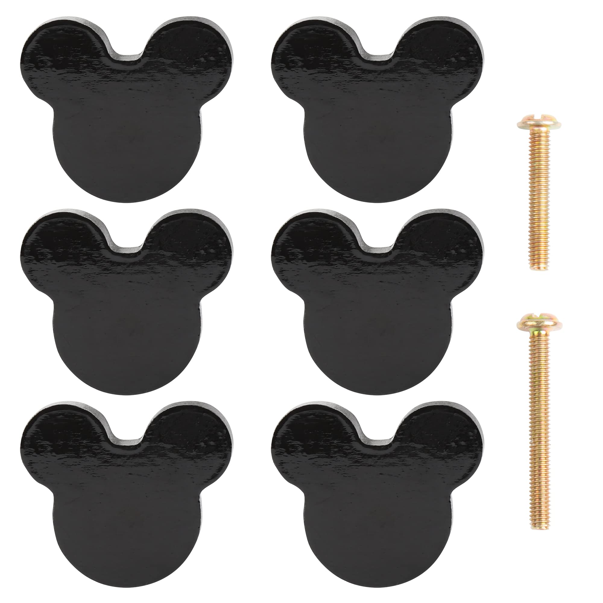 Photo 1 of Wooden Mouse Cabinet Knobs with 2 Different Size Screws for Dresser Drawers,Wood Dresser Knobs for Kids Bedroom and Bathroom Decor,Kids Drawer pulls 6 Pack,Nursery Dresser knobs for Kids