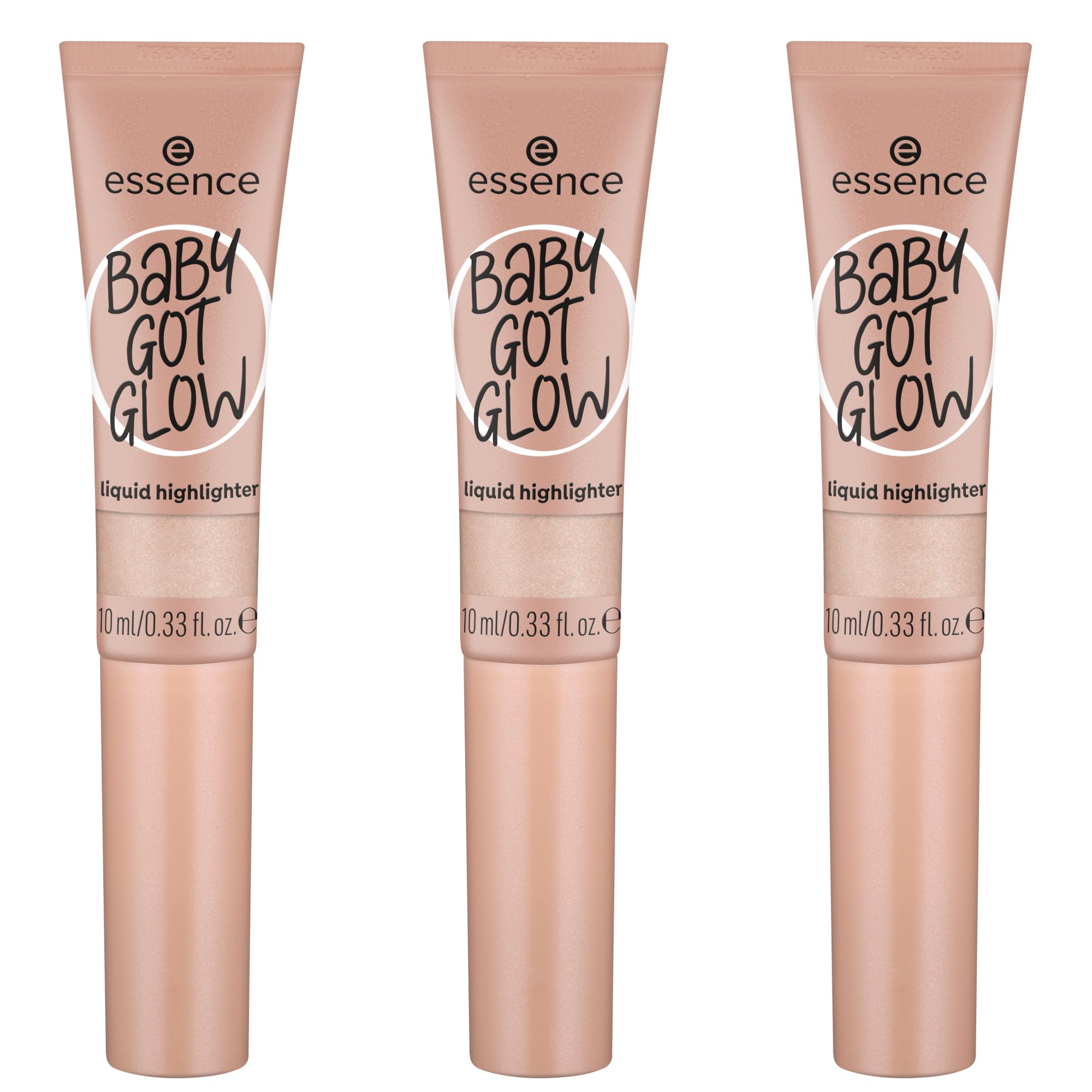 essence Baby GOT Glow Liquid Highlighter, No. 10, Gold, Defining, Express Result, Easy to Remove, Glossy, Vegan, Oil-Free, Paraben-Free, No Microplastic Particles, Pack of 3 (3 x 10 ml)