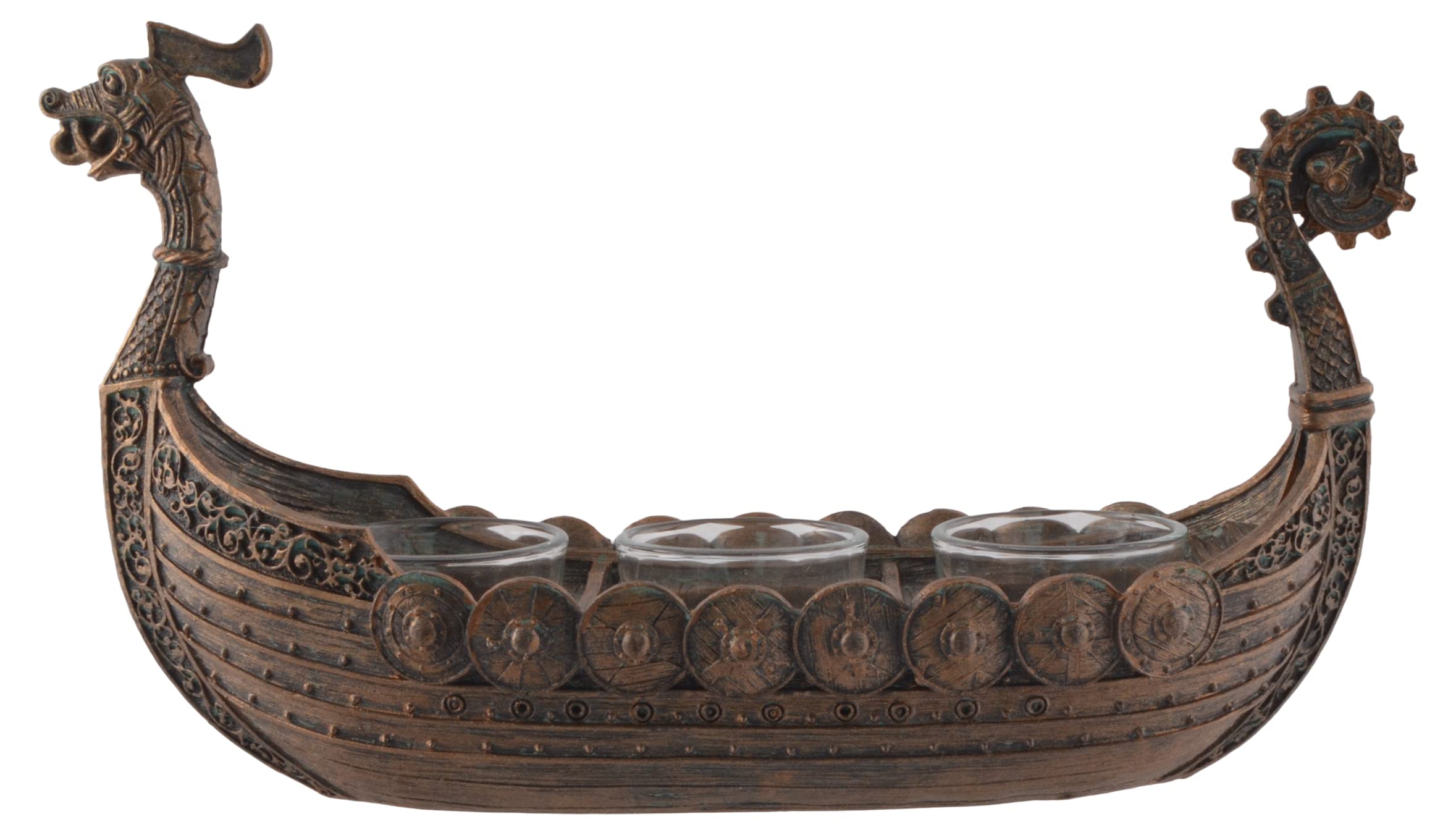 Drakar Nordic Viking Boat Candle Holder - Bronze for 3 Candles