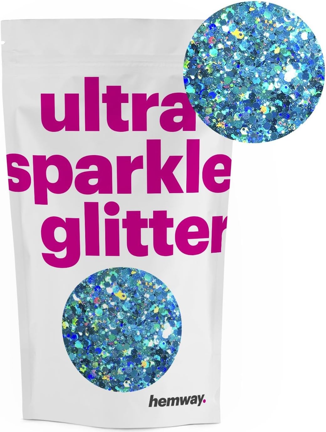 Hemway Ultra Sparkle Glitter Turquoise Holographic Mix 100g Mixed - Image 5