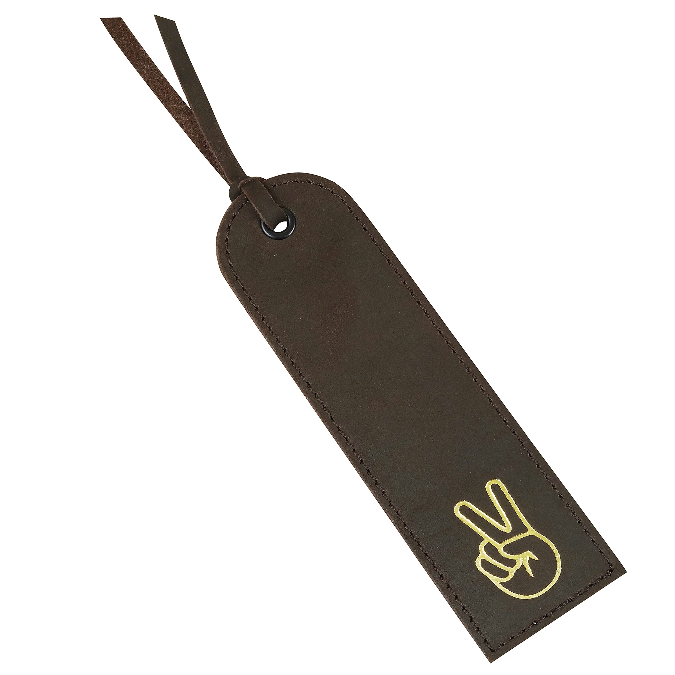 SHADOW DANCE UK Leather Bookmark Handmade - Genuine Leather Bookmarks for Women & Men - Perfect Gift for Bookworms & Readers Peace Sign (Peace Hand)