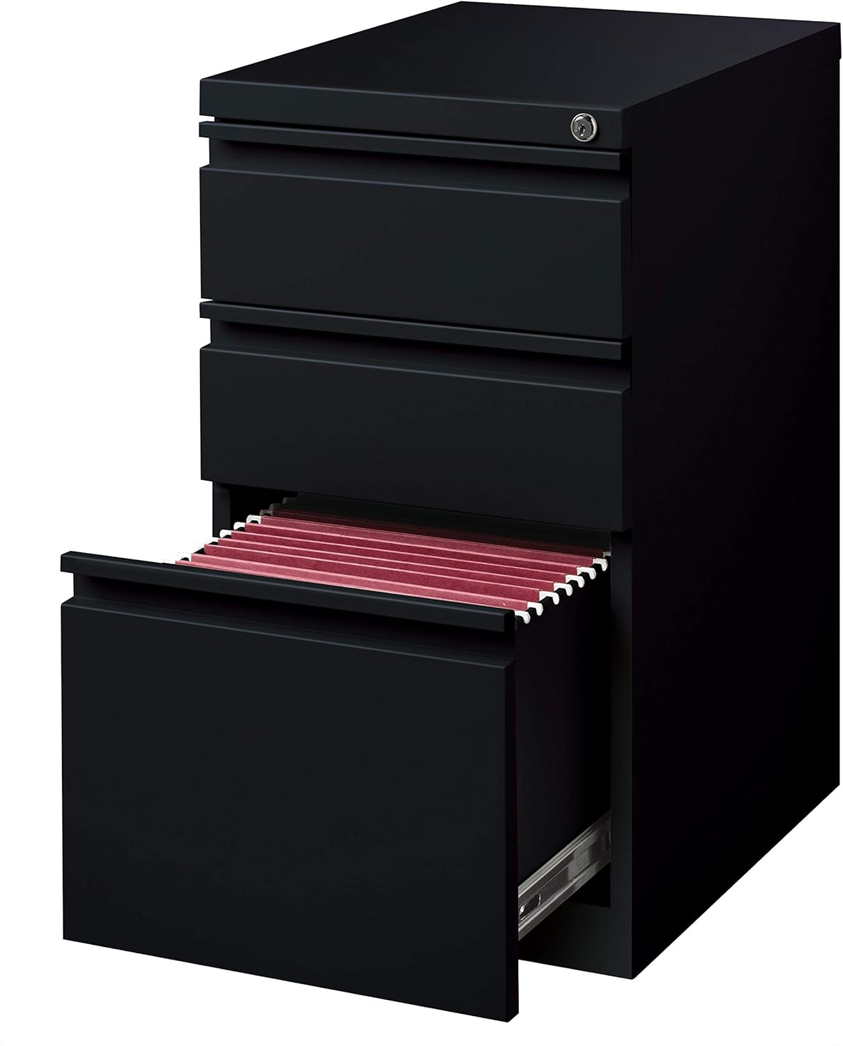 Pro Series Three Drawer Mobile Pedestal File Cabinet, Black, 20 inches deep: Furniture & Decor