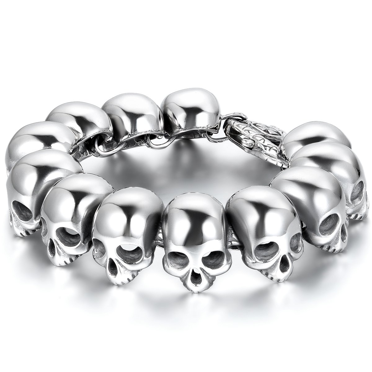 JewelryWe Stainless Steel Biker Gothic Skull Bracelet for Men Birthday Halloween Christmas โ image 1