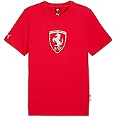 PUMA Mens Scuderia Ferrari Sportswear Tonal Shield Logo Crew Neck Short Sleeve Casual Tops Casual - Red