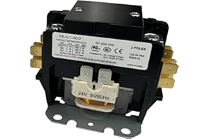 HIATSU HVAC Motor Contactor 2 Pole FLA 40 Amp Coil 24VAC Air Conditioner Definite Purpose Contactor Replacement Relays, A/C, Heat Pump, Refrigeration Systems (2P 40A 24V)