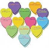 Teling 24 Pack Valentine's Day Sticky Notes Heart Shape Sticky Notes 3 x 3 Inch Thank You Notepads Bulk Cute Memo Pads for Galentines Party Gifts School Office Supplies (Bright)