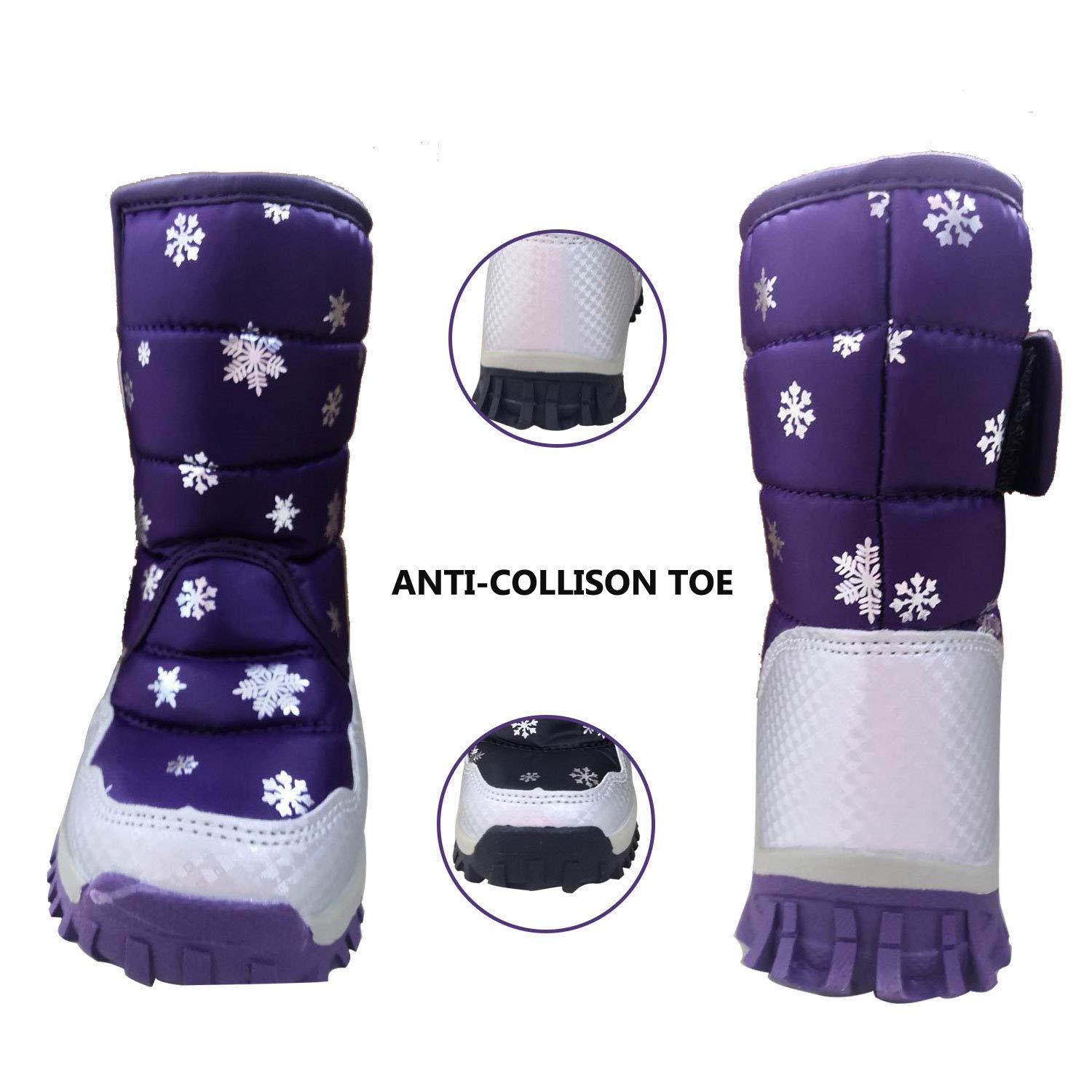 MARITONY Kid\'s Snow Boots for Girls and Boys, Warm Cozy Waterproof Winter Safety Glitter Puffer Shoes