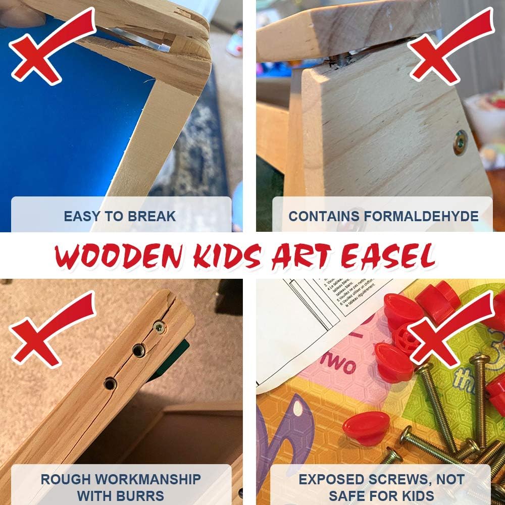 Easel for Kids Toddler Easel Dry Erase Board and Chalkboard Double Sides Height Adjustable Drawing Board with Extra Accessories for 3-5 Year Old Boys and Girls: Home & Kitchen