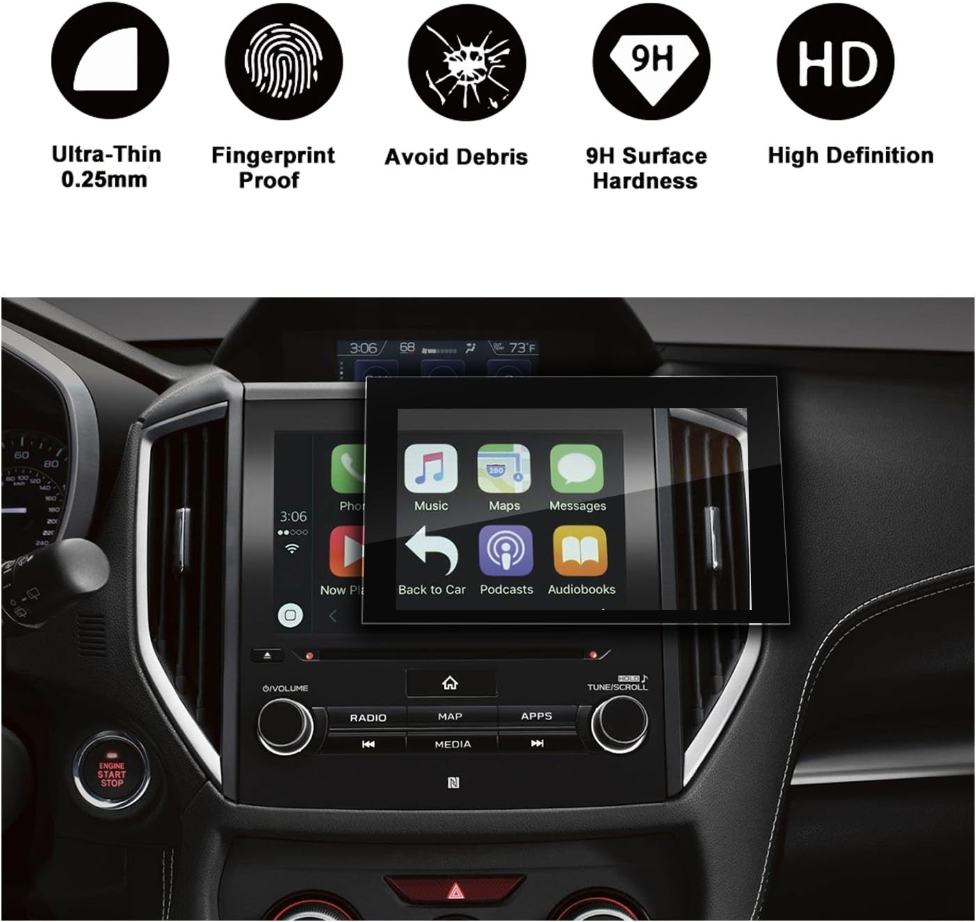 2018 Crosstrek Impreza Starlink Display Touch Screen Car Display Navigation Screen Protector, HD Clear Tempered Glass Car in-Dash Screen Protective Film (2018 Crosstrek Impreza 8In)