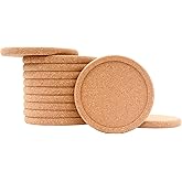 Natural Round Cork Coasters for Drinks with Lip Edge Absorbent Heat and Water Resistant Reusable Durable Saucers for Bar Glass Cup/Mug Coffee Coasters (12, PCS)