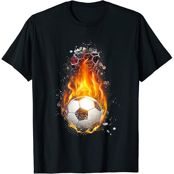 Amazon.com: Football Flame Burning Soccer Ball Football T-Shirt