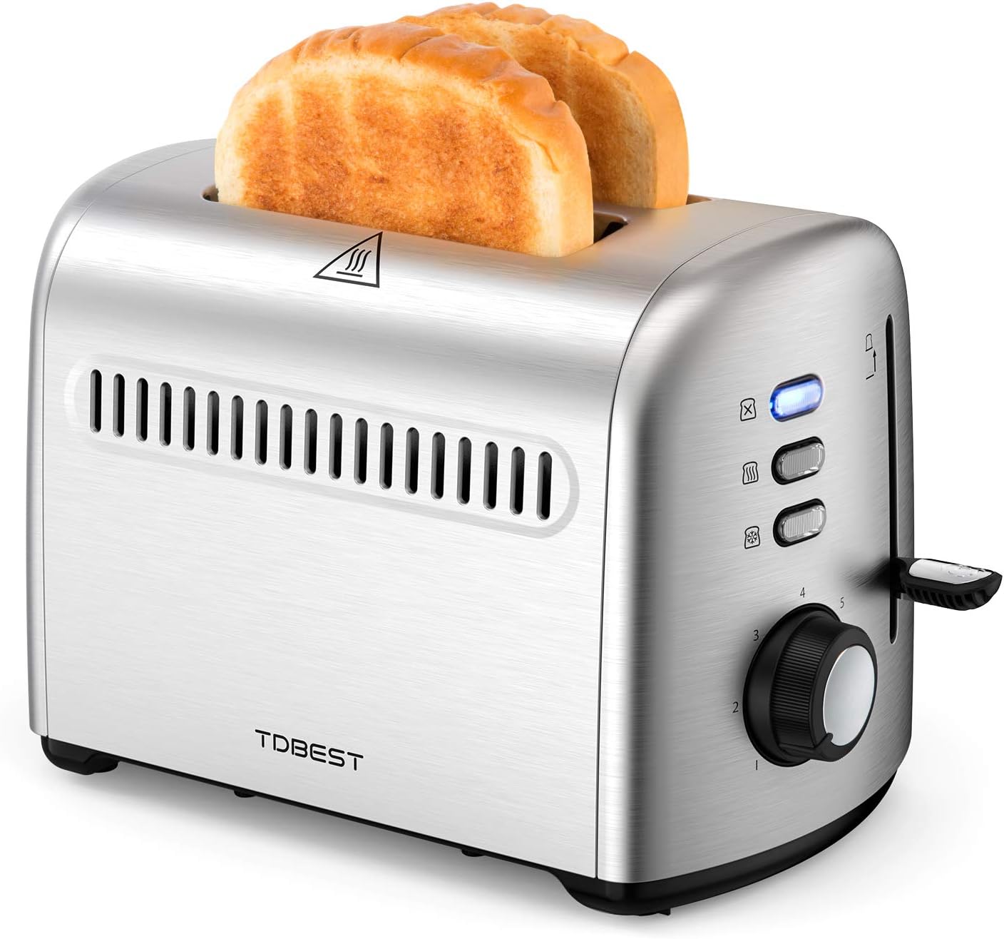 2-Slice Toaster, Tdbest with 7 Toast Shade Level Settings, Stainless Steel Toaster for Home and Breakfast
