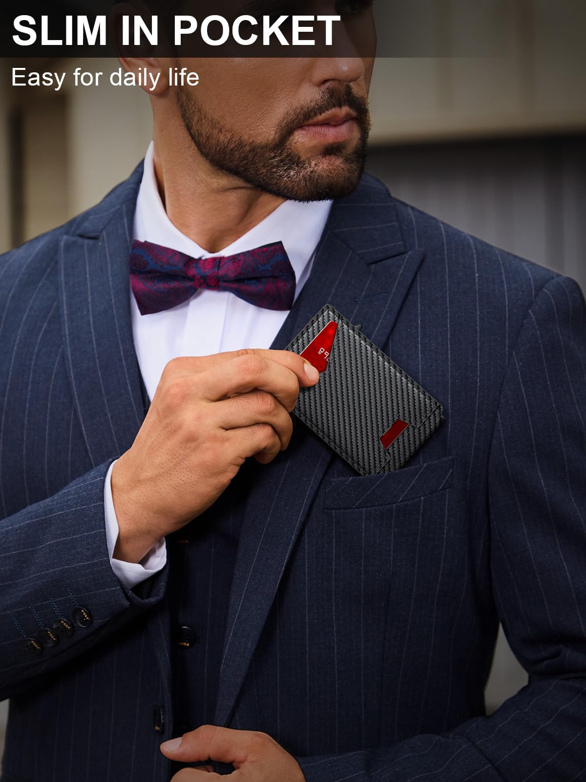 GHUKY Wallet for Men RFID Wallet with Money Clip, Slim Pop Up Card Holder for 10-12 Cards, Minimalist Smart Credit Card Case with ID Window, Bifold Metal Wallet for Front Pocket, Gifts for Men