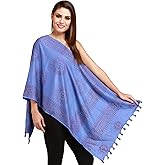 Exotic India Lavender-Violet Sanatana Dharma Prayer Scarf with Printed Om - Blue