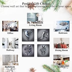 4 Piece Set Bedroom Wall Decor Love Heart Gray 3D