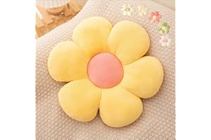 LEHU Flower Pillow, Flower Shaped Seating Cushion -Cute Daisy Pillow for Girls Tweens Room Decor Flowe Floor Pillow for Reading and Lounging Comfy (Yellow petals-15'')