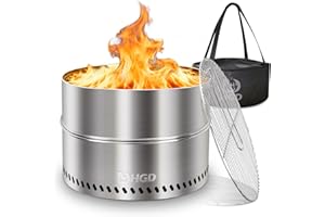 HGD 20 inch Smokeless Firepit Outdoor, Portable Smokeless Fire Pit for Camping with Travel Bag, Stainless Steel Wood Burning Stove for Backyard & Patio, Easy Setup & Compact Storage