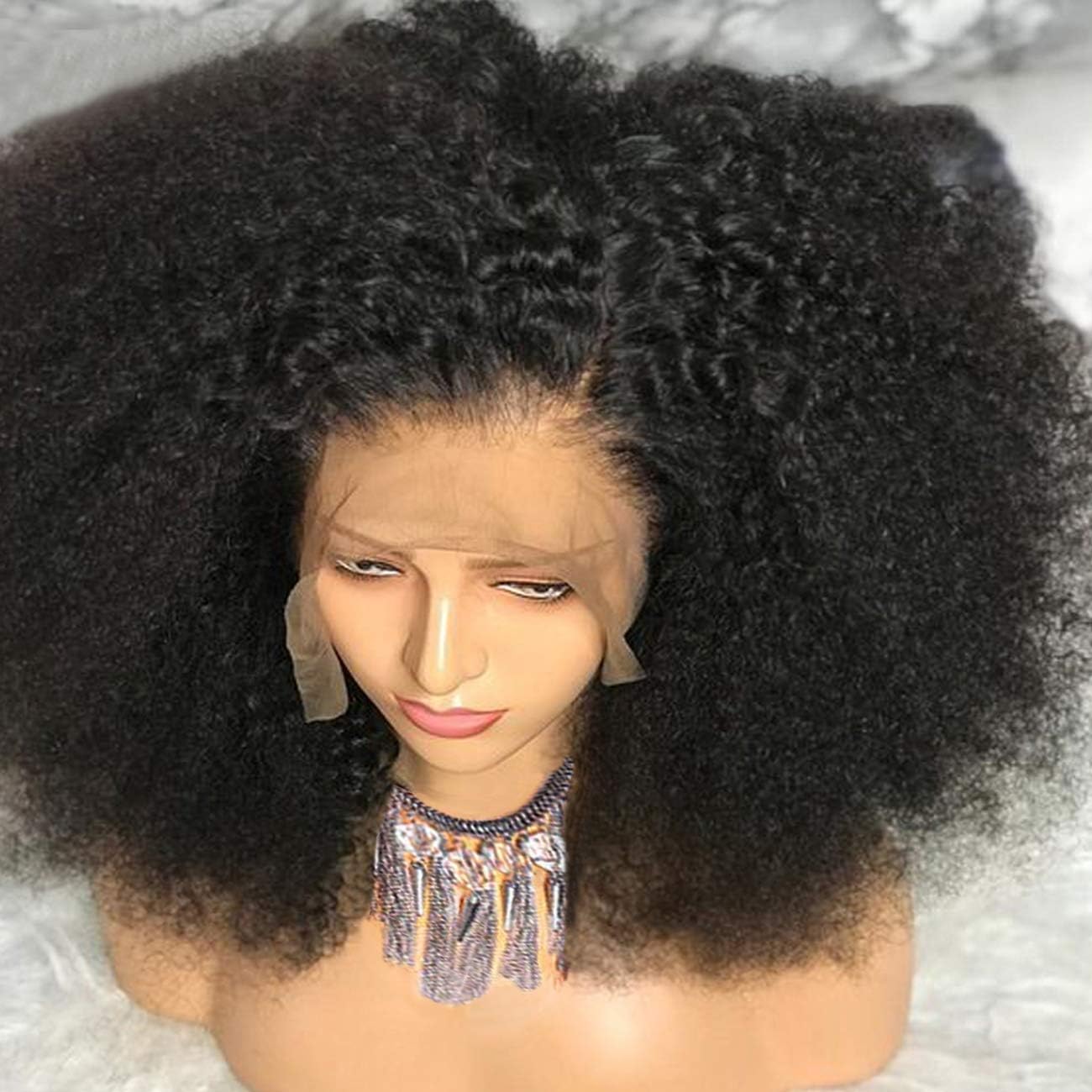 Kinky Curly Closure Wig Human Hair,MSGEM 10 inch Brazilian Kinky Curly Human Hair Wigs for Black Women 150 Density 8A Natural Hair Wigs