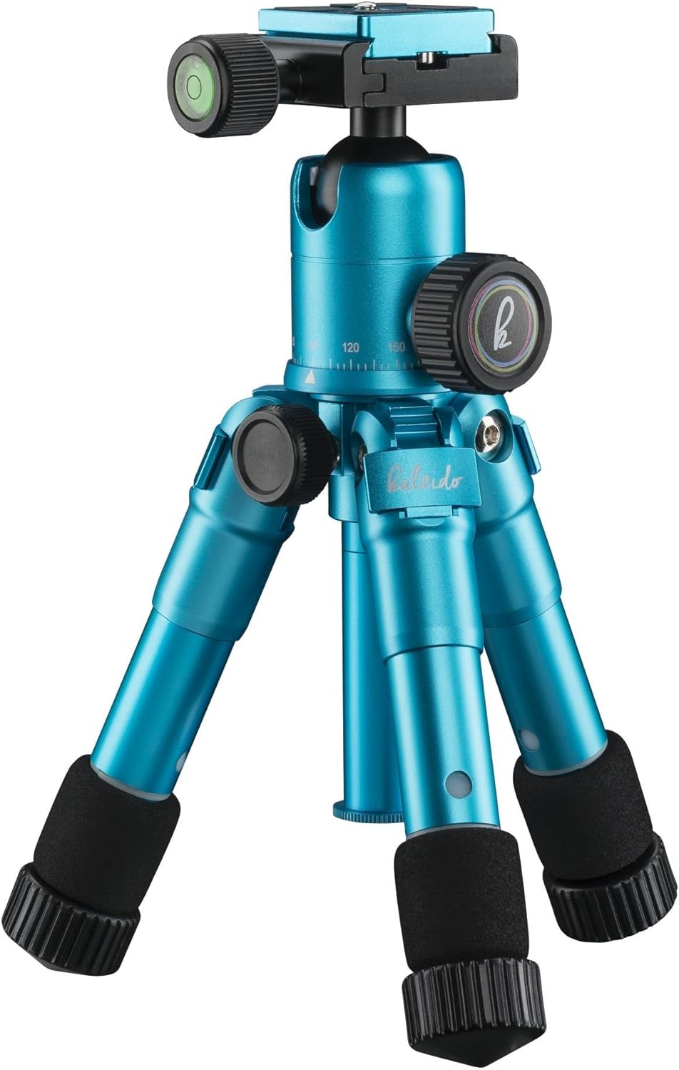 Mantona Kaleido Mini Photo/Table and Travel Tripod with Ball Head with Quick Release Plate and Carry Bag Metallic Ocean Blue
