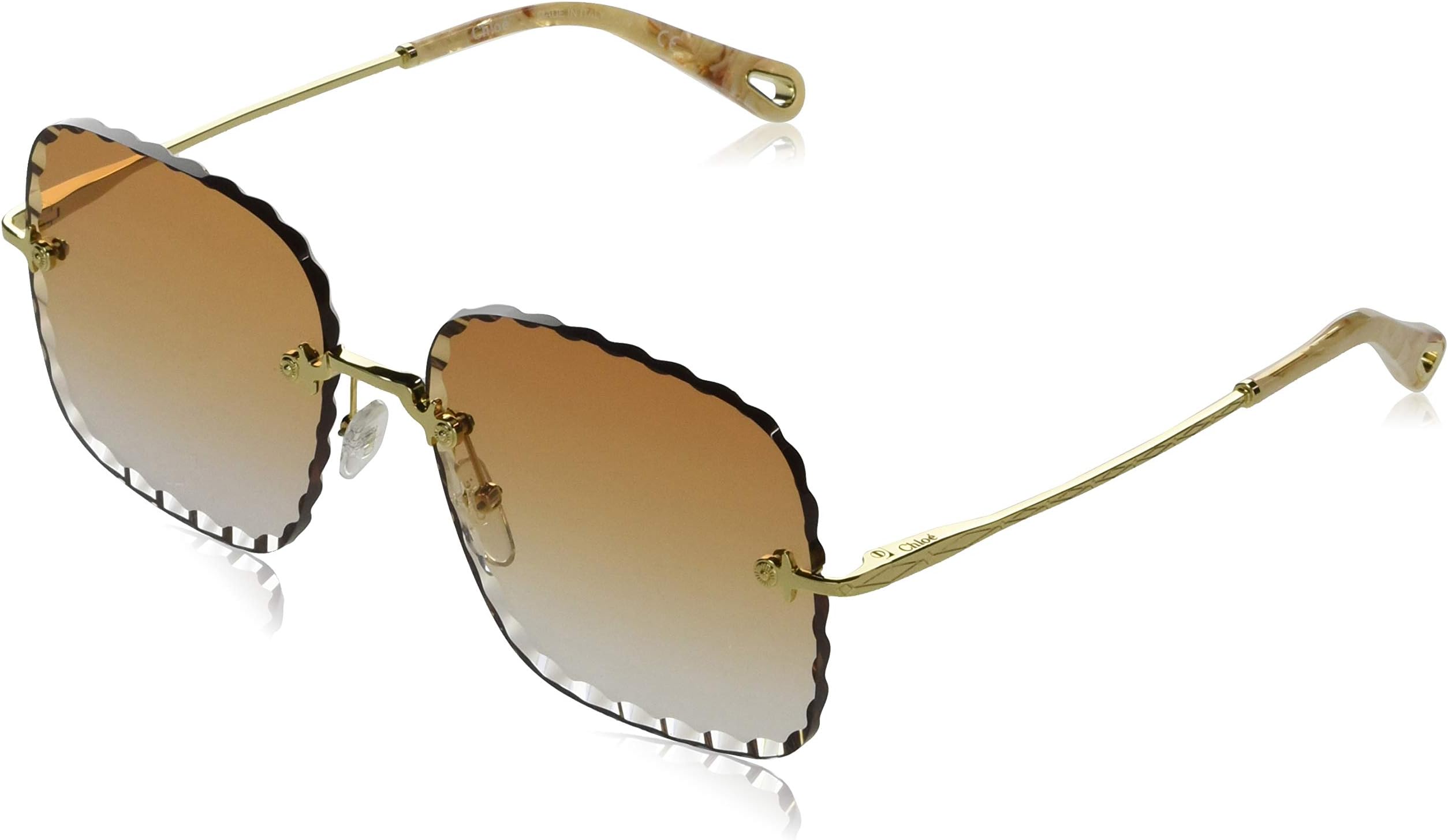 Chloé CE161S 862 Gold/Gradient Peach Rosie Square Sunglasses Lens Category 1