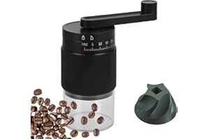 NANSPATH Manual Coffee Grinder - 95 Ceramic Burr, Adjustable Coarse to Fine, 30g Beans & 80ml Powder, Detachable Handle for Espresso, French Press, Camping (Black)