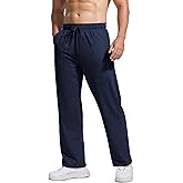PINSPARK Men's Lightweight Sweatpants Cotton Yoga Pants Baggy Sweat Pants Open Bottom Lounge Jogger Sweatpants with Pockets