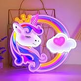 Unicorn Decorations Neon Signs Lights, Rainbow Unicorn Led Signs for Girls Wall Room Decor, USB Powered Dimmable Colorful for Bedroom, Birthday Party, Kids Room, Gifts for Kids, Children, Daughter, Christmas