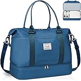 BAGAIL Travel Duffel Bag, Weekender Bags for Women, Overnight Gym Carry On Tote Bag with Wet Pocket, Hospital Mom Bag for Labor and Delivery - Extra Large, Peacock Blue