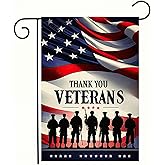 BlissYard Veterans Day Garden Flag 12x18 Inch, Thank You Veterans Patriotic Double Sided Garden Flag for Memorial Day Military Outdoor Yard Decor
