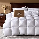 Pacific Coast Goose Feather Down Comforters Queen Size, 100% Cotton Extra Fluffy White Duvet Insert, Soft, Breathable, All Season Hotel Luxury Bedding Comforters, 8 Corner & Center Loops (90"x90")